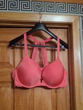 Racerback Coral Pink Lace T-Shirt Bra